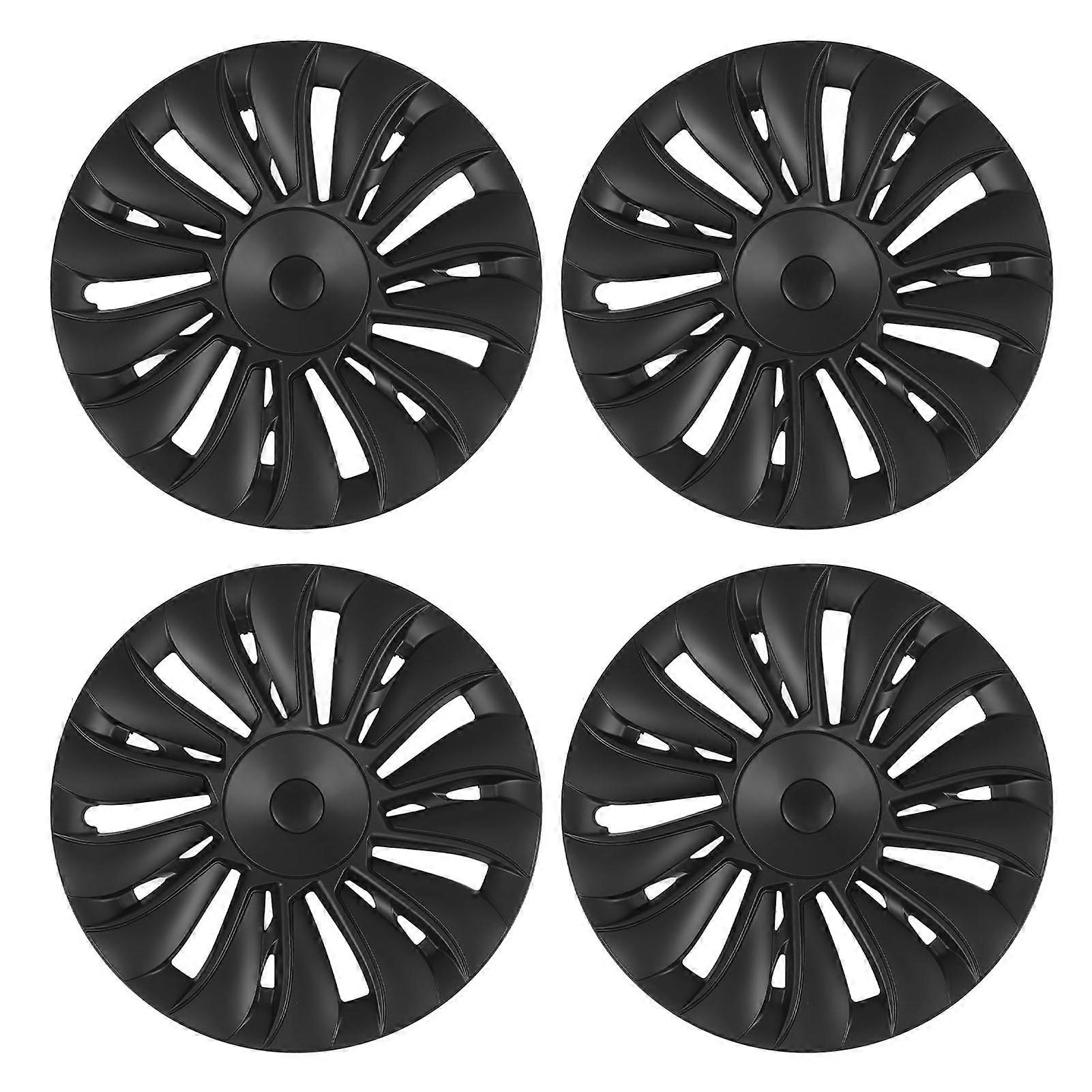 4PCS 19in Wheel Hub Cap Matte Black Full Wrap Sporty Replacement for Tesla Model Y 2020 to 2023 E2U611