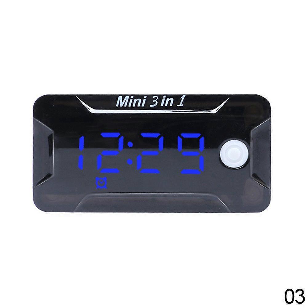 3 In 1 Motorcycle Digital Voltmeter Thermometer Voltage Time Temperature Meter Lcd Display Mini Clock Waterproof Dc 8-72v