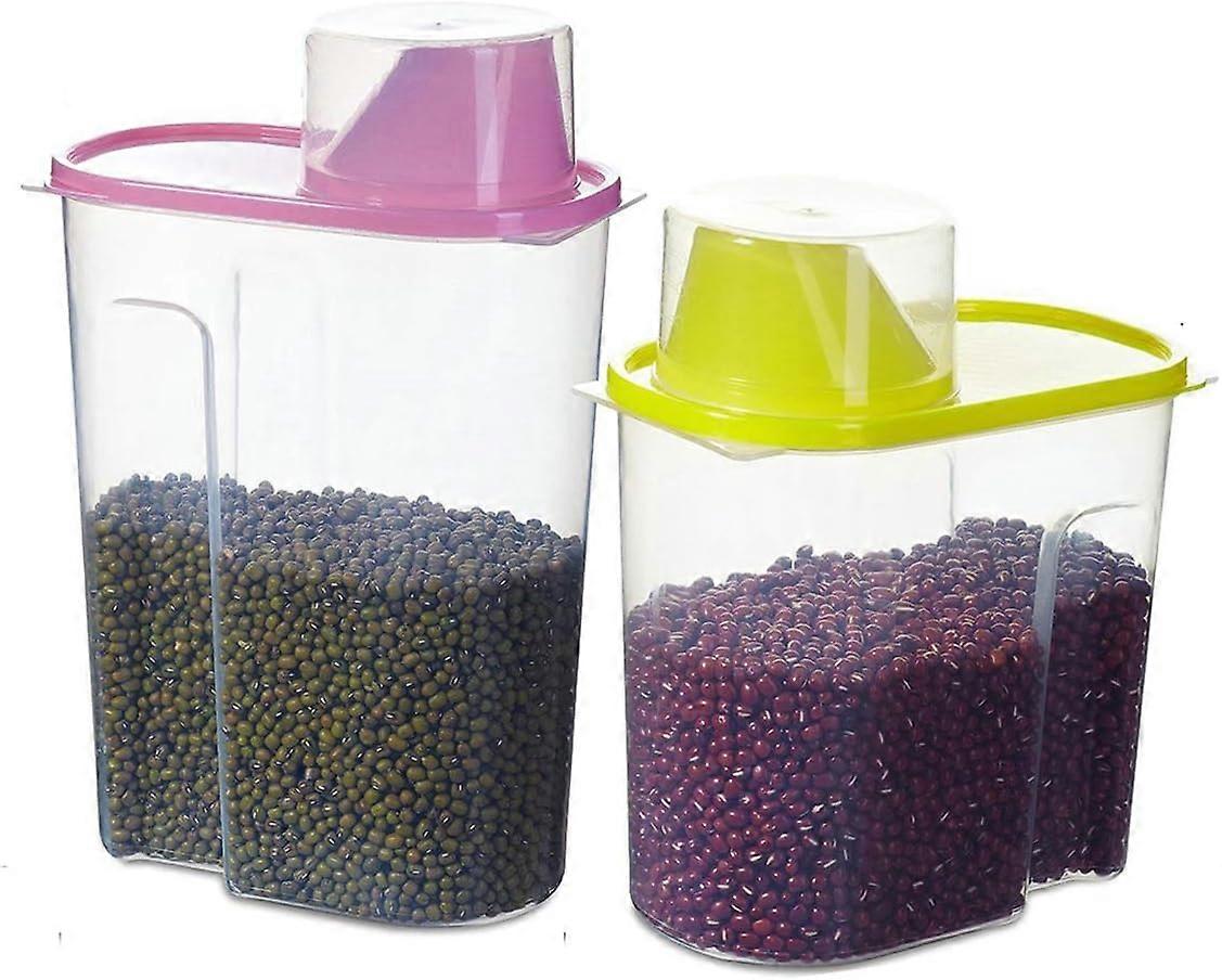 Cereal Container Food Storage Containers Easy-Pour Design with Airtight Lids Measuring Cup BPA-Free Plastic Containers for Rice Snacks Sugar Nuts Pet