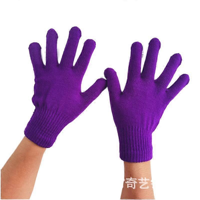 Universal warm five finger adult knitted gloves