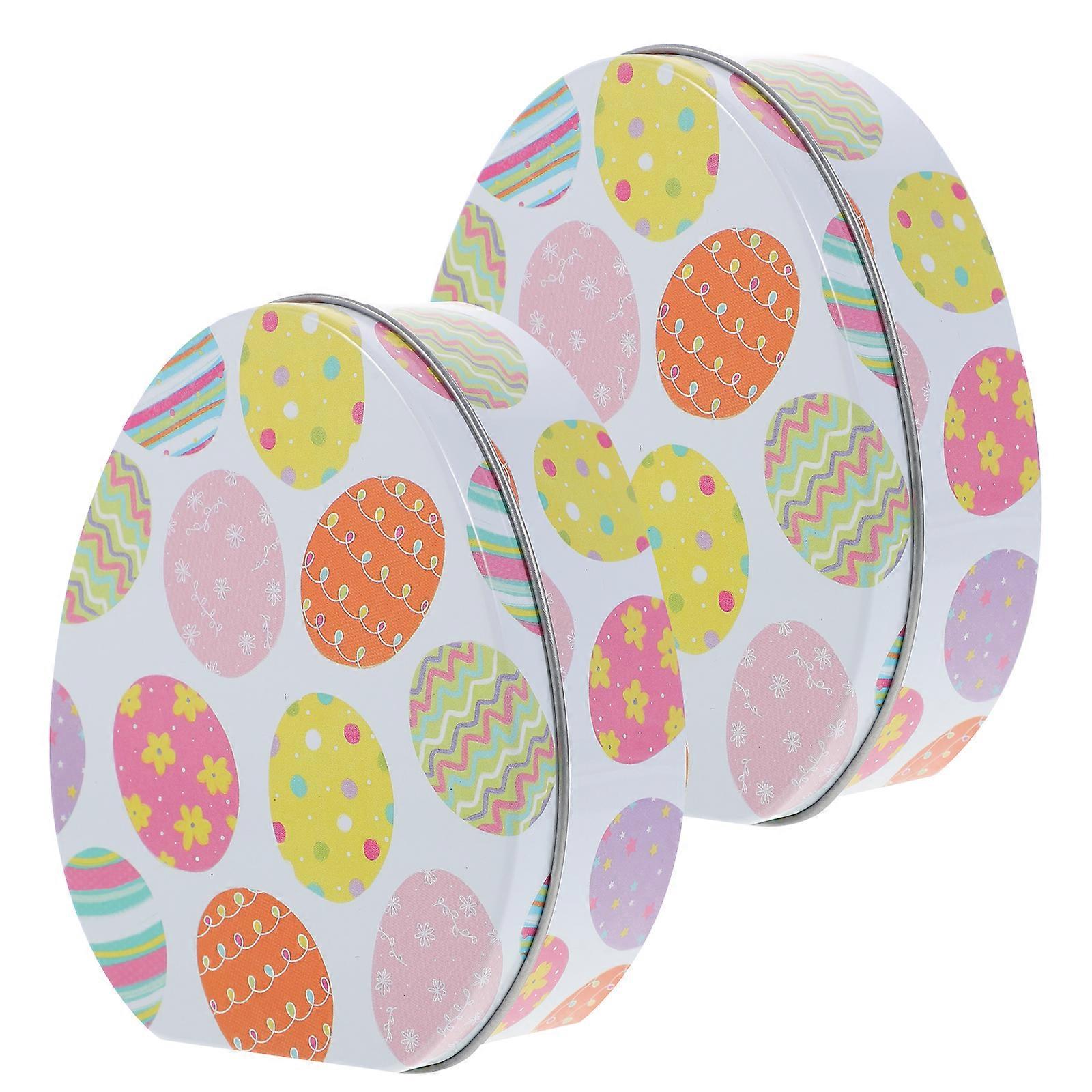 2pcs Easter Tinplate Candy Boxes Candy Container Cookie Storage Case Easter Candy Case