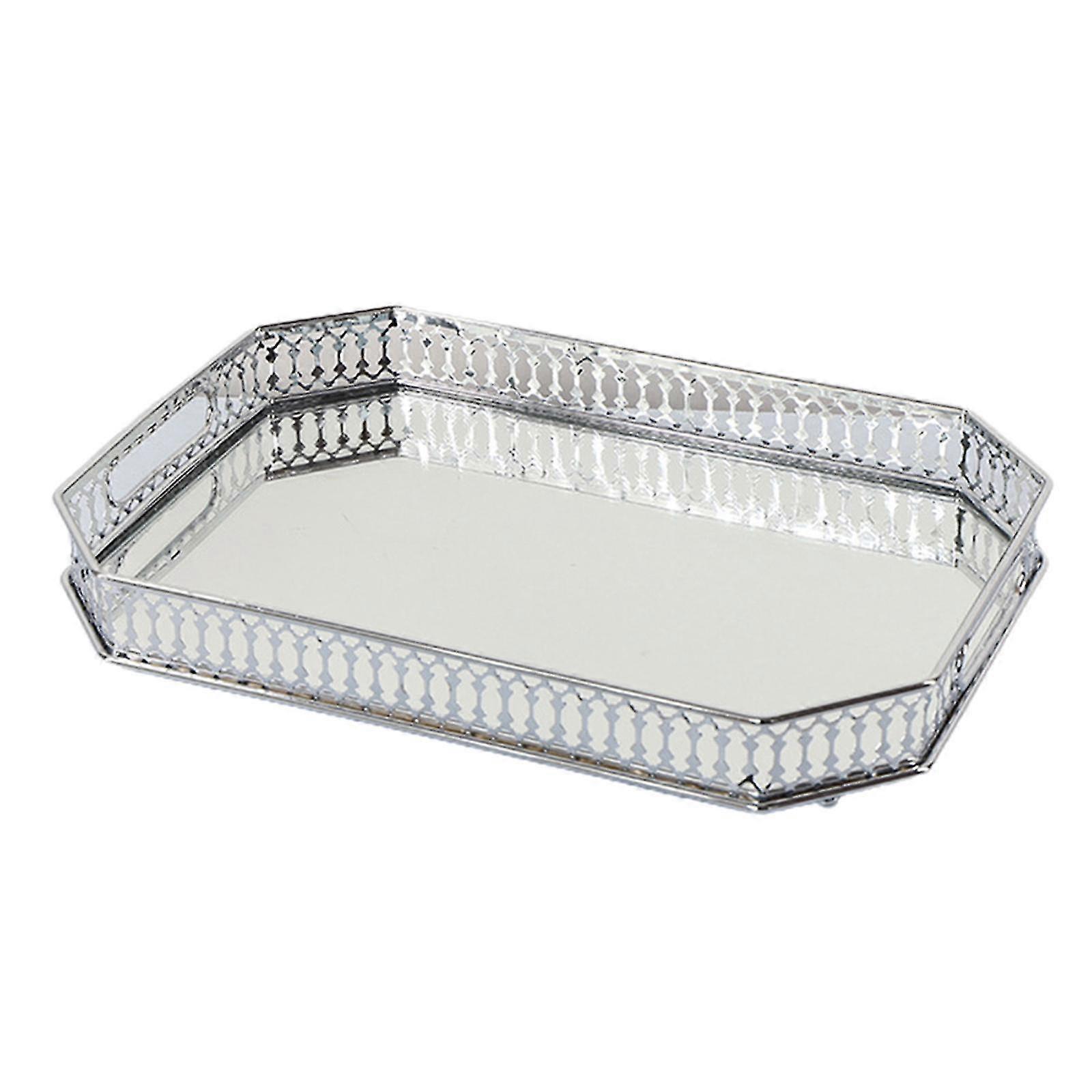 Rectangular Silver Mirror Table Centrepiece Serving Tray Decorative Plate
