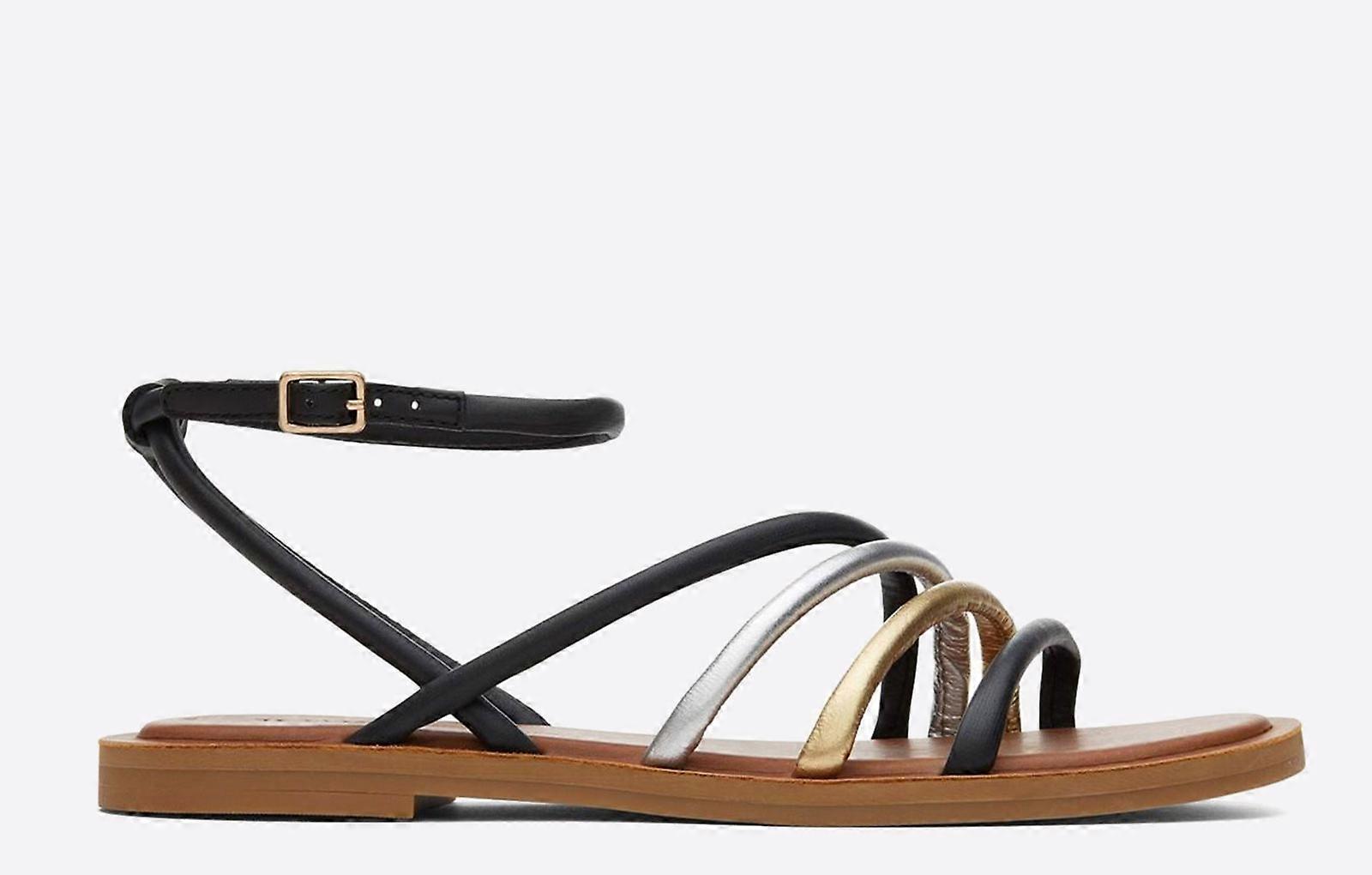 Toms Willa Leather Sandals Black Multi