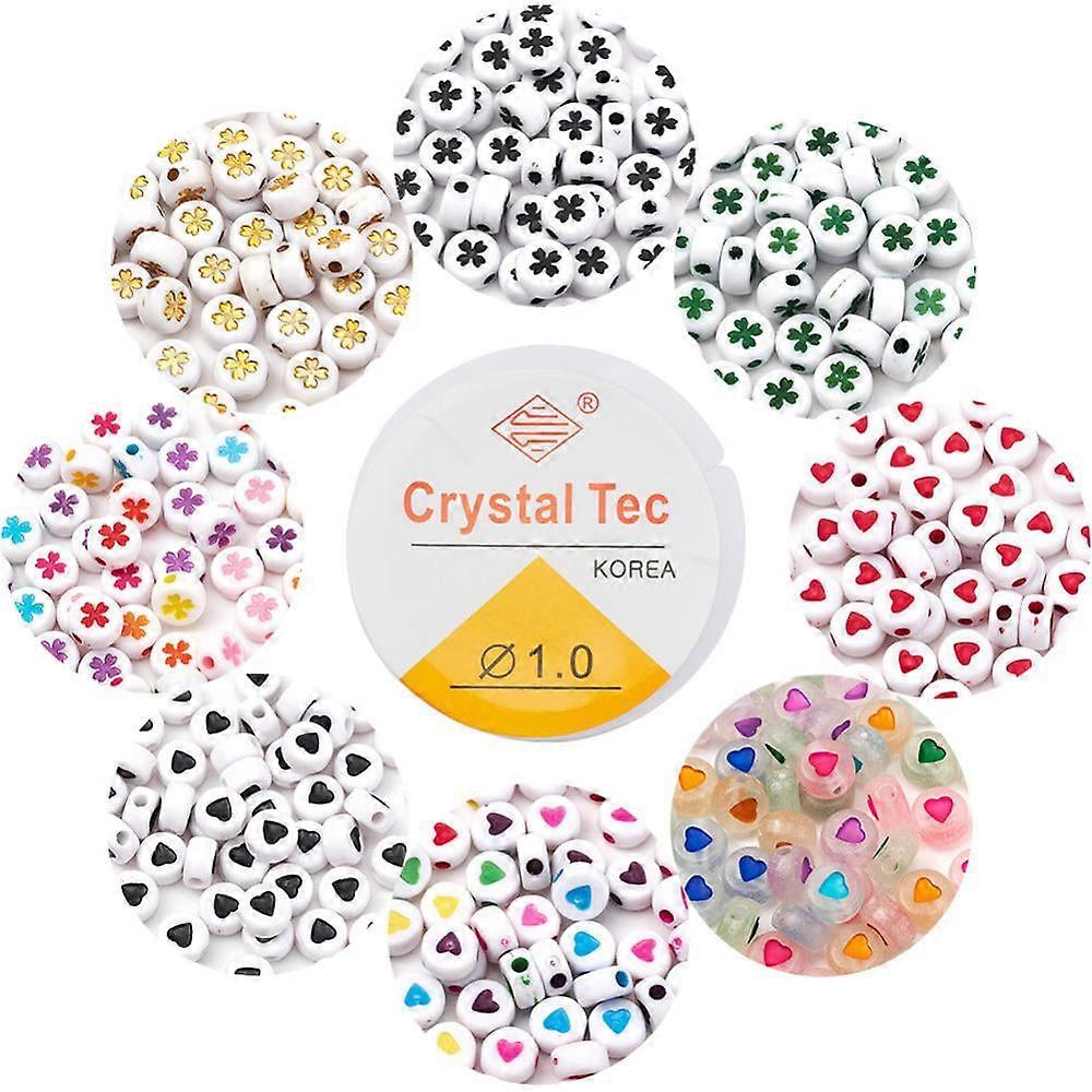 1set DIY Jewelry Making Kits Including Flat Round Opaque Luminous Acrylic Beads Elastic Thread