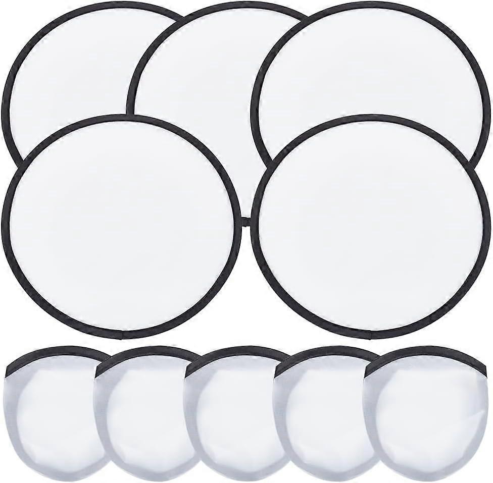 5 Stück weiße faltbare fliegende Scheibenventilatoren 9,8-Zoll-Sublimationslüfter Polyester Black Edge Folding FanSet mit Tasche