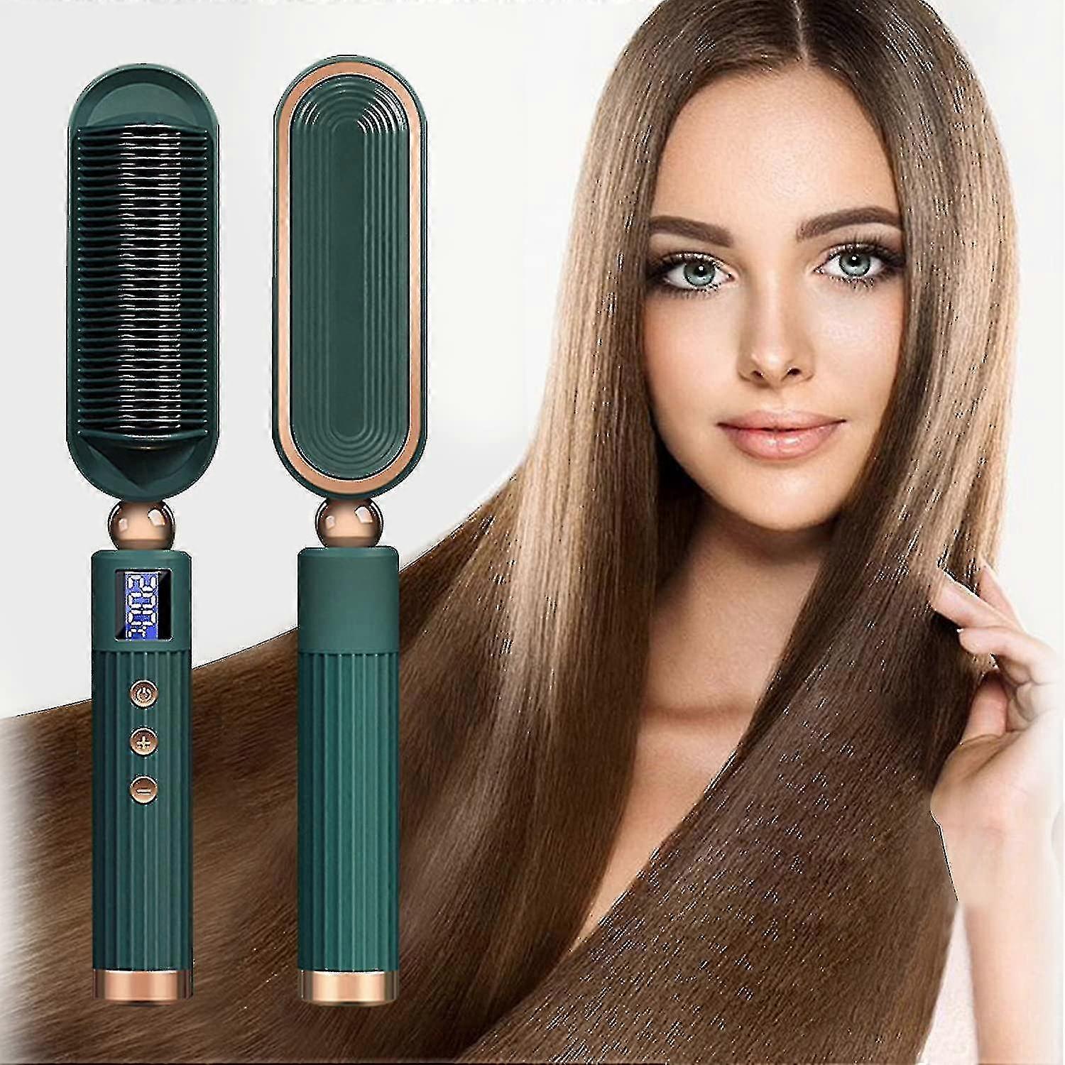 Piastra per capelli riscaldata Spazzola Pettine per donne Ioni negativi Raddrizzamento elettrico dei capelli Curling Strumento di stile dei capelli con display a led Modalità temperatura 7