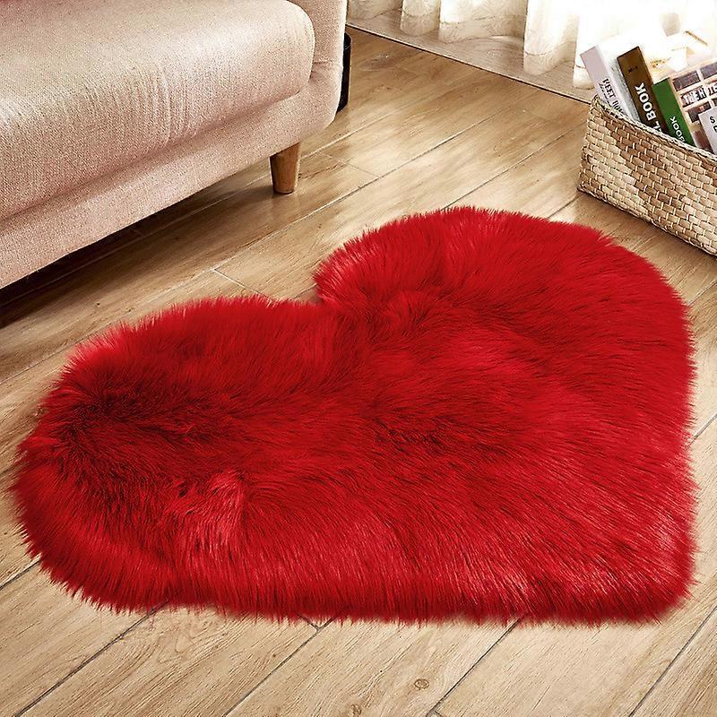 Heart Shape Carpet Non-Slip Bedroom Mat Long Plush Pad Door Decor Ornament
