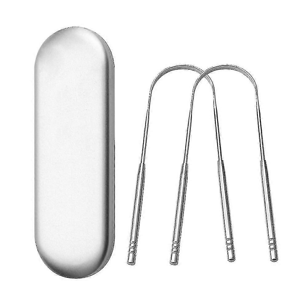 トラベルケース付き2パックタンスクレーパー - すべて天然のアーユルヴェーダ舌クリーナー、口臭A_Fiを追放