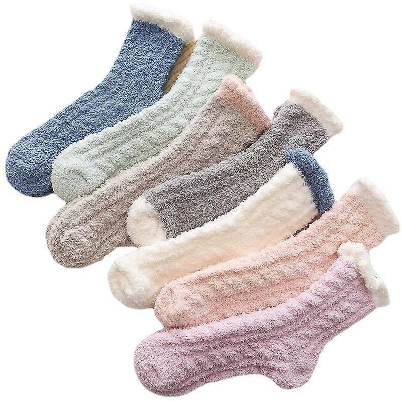 ZK-7 Pairs of Warm Soft and Fluffy Sleeping Socks for Women in Winter