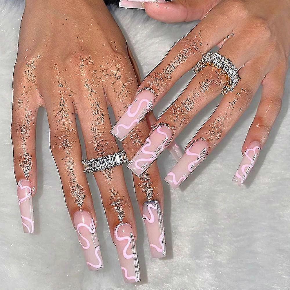 フランスの贅沢な偽の爪の余分な長いアクリルの偽の爪の接着剤ステッカープロム女性用爪偽の爪 - ヒント、24ピース品揃え