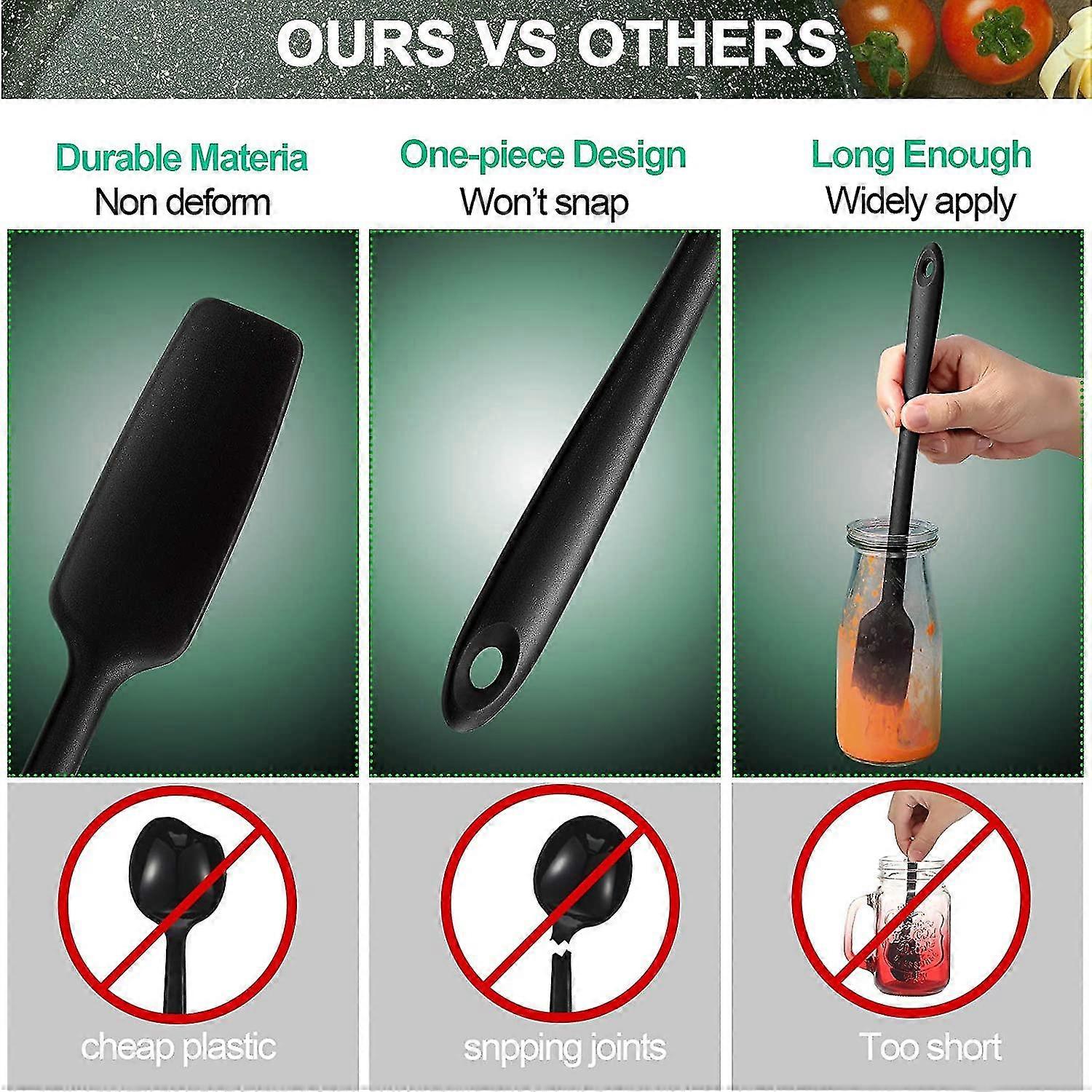 Yaju Long Handle Silicone Jar Spatula Non-stick Rubber Scraper Heat Resistant Spatula Silicone Scraper For Jars, Smoothies, Blenders Cooking Baking S
