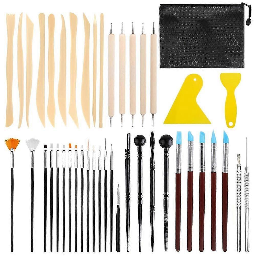 Kit Of 44 Clay Pottery Tools - Modeling, Complete Set For Diy Artist, Ceramics, Crafts, Embossing Art & Modeling