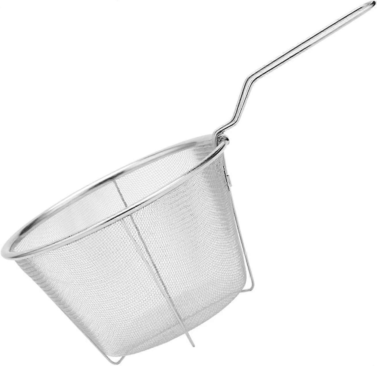 Frying Basket, 18cm Mini Stainless Steel Chips Frying Baskets Food Presentation Strainer Potato Cooking Tool With Folding Handle For Serving Fried Foo