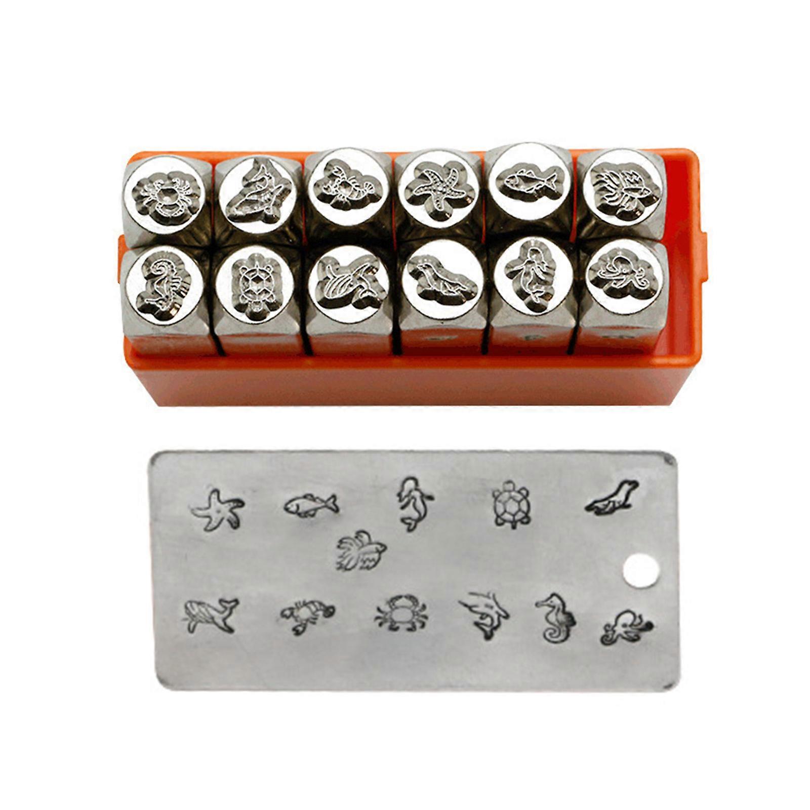 12Pcs Diy Symbol Metal Punch Metal Stamping Kit Animal Shaped