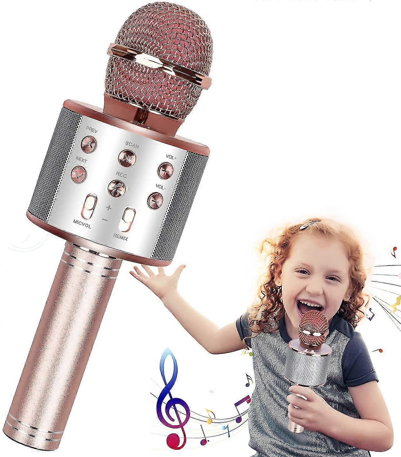 マイク、ワイヤレスBluetoothカラオケマイクの子供、ポータブル4-in-1ハンドヘルドマイクマシン、スピーカーと録音フー付きホームKtvプレーヤー