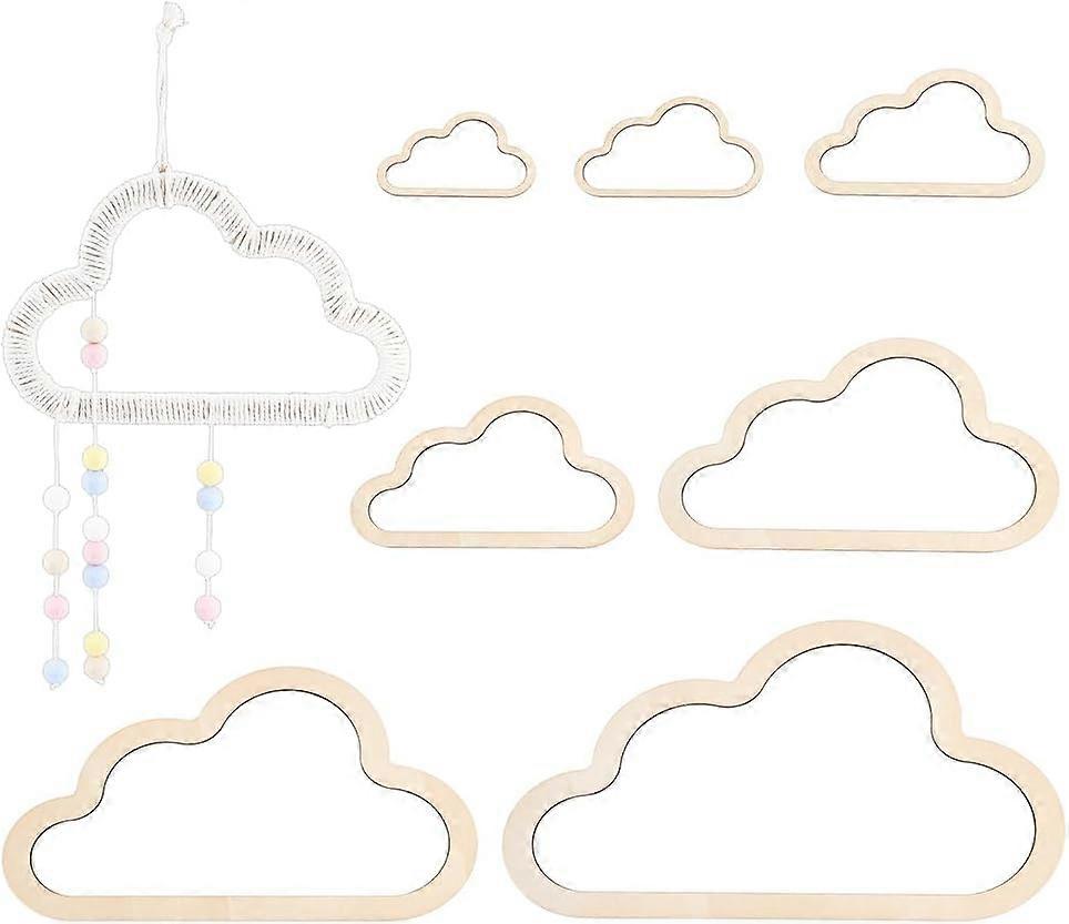 7 Sizes Wooden Cloud Outline Cloud Macrame Frame Wood Hoop Rings Macrame Art Frame Weaving Macrame for DIY Craft Making Home Wall Hanging Wreath Decor