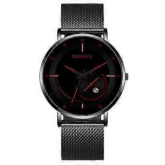 Men's Quartz Pin Buckle Watch With Mesh Strap Color Pointer Colorful Scale