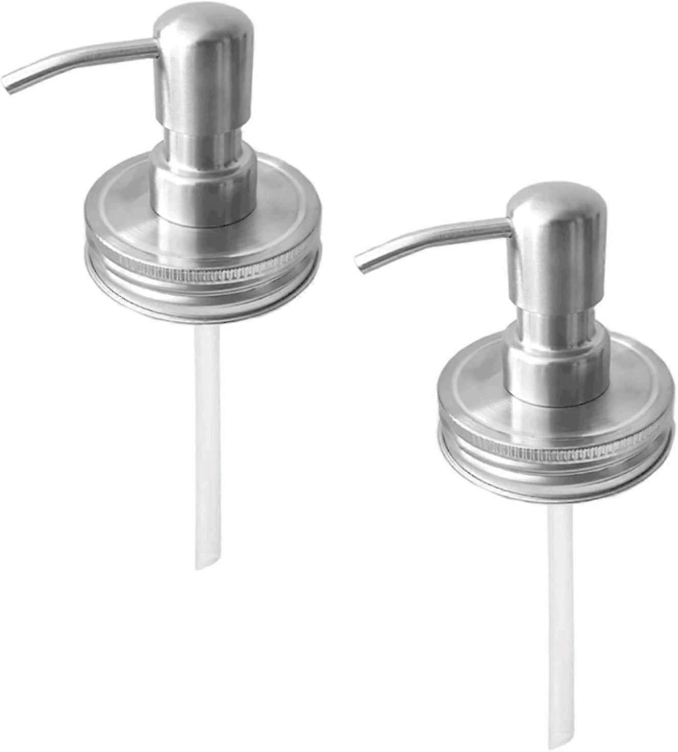 2pcs Soap Dispenser Lid,stainless Steel Hand Soap Pump For Lotion Liquid,dish Soap,replaceable Rustic Kitchen Farmhouse Decor Accessories Sets (2 Pack