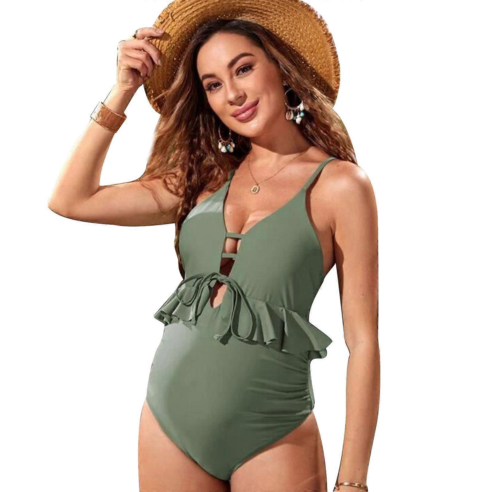 Kadın Hamile Mayo Hamile Tek parça Mayo Kadın Ruffles Mayo