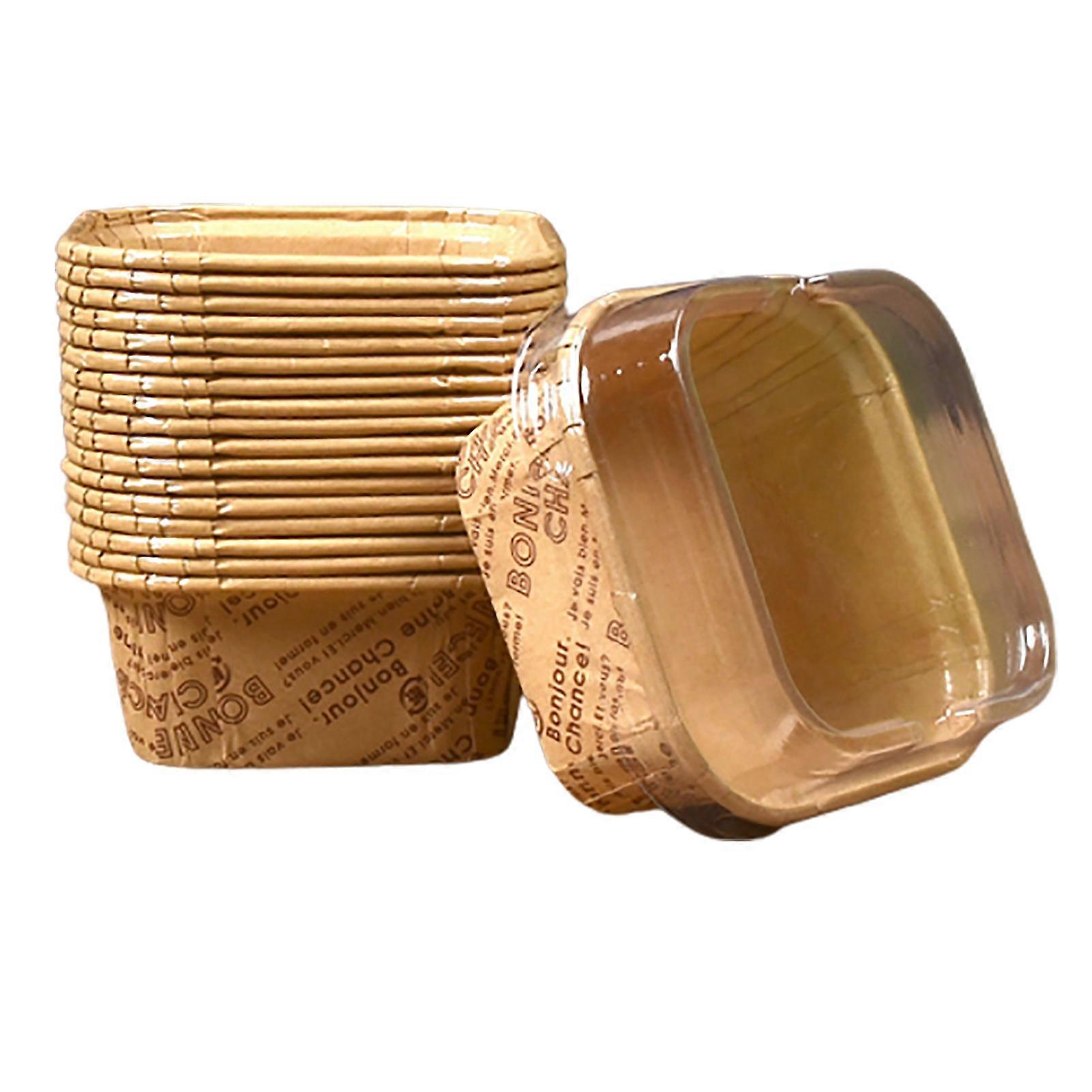 50Pcs Muffin Cups Oil-proof Waterproof Heat-Resistant Non-sticky Safe Decorative BPA Free Square Cupcake Coated Paper Boxes Kitchen Gadgets KAESI