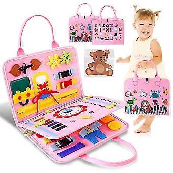 Preschool Sensory & Busy Board For Toddlers Age 1-5 (pink)