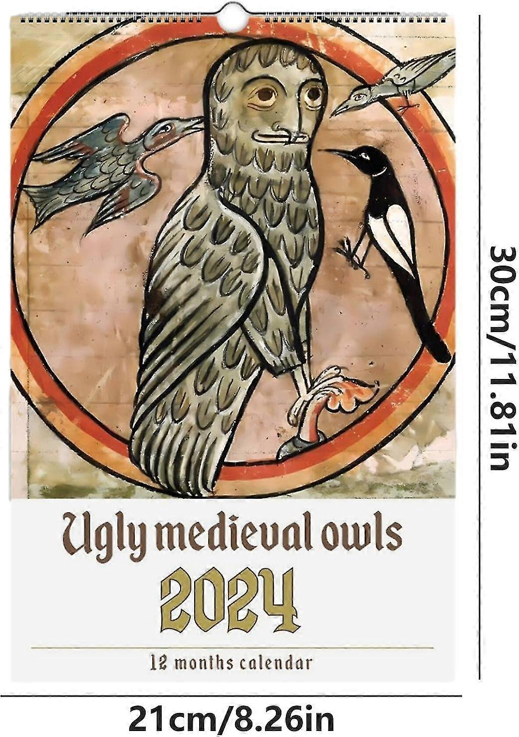 Weird Medieval Owl Calendar 2024, Ugly Medieval Owls Calendar 2024