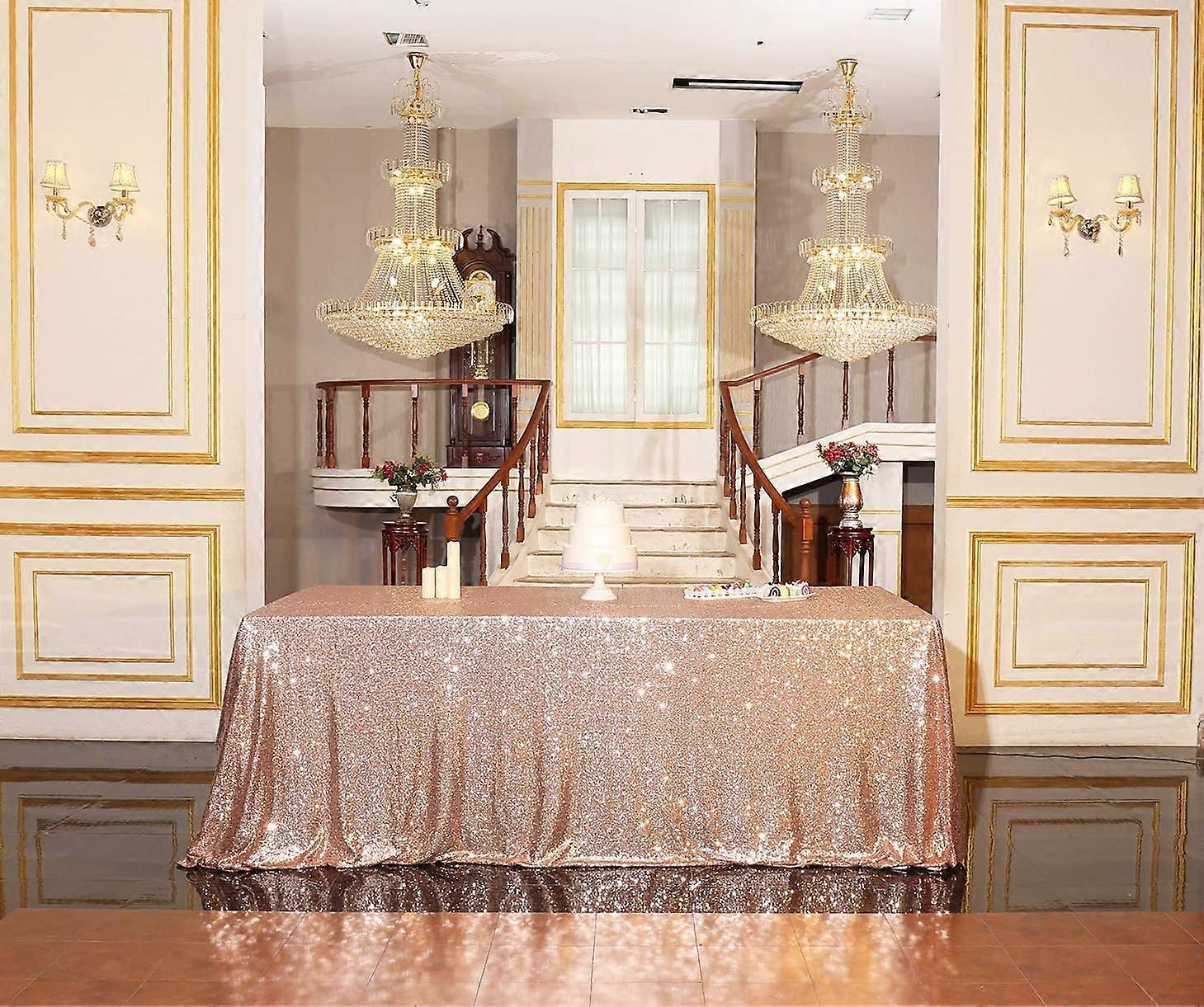 Sequin Tablecloth, Rectangle, 120*120 cm, rose gold