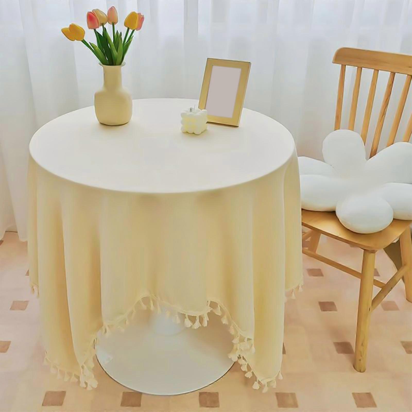 60%Cotton,40%Linen Tablecloths With Fringe For Small Tables, 55x55 Inch Linen Sqaure Table Cloth For Wedding, Party, Indoor,Outdoor, Machine Washable