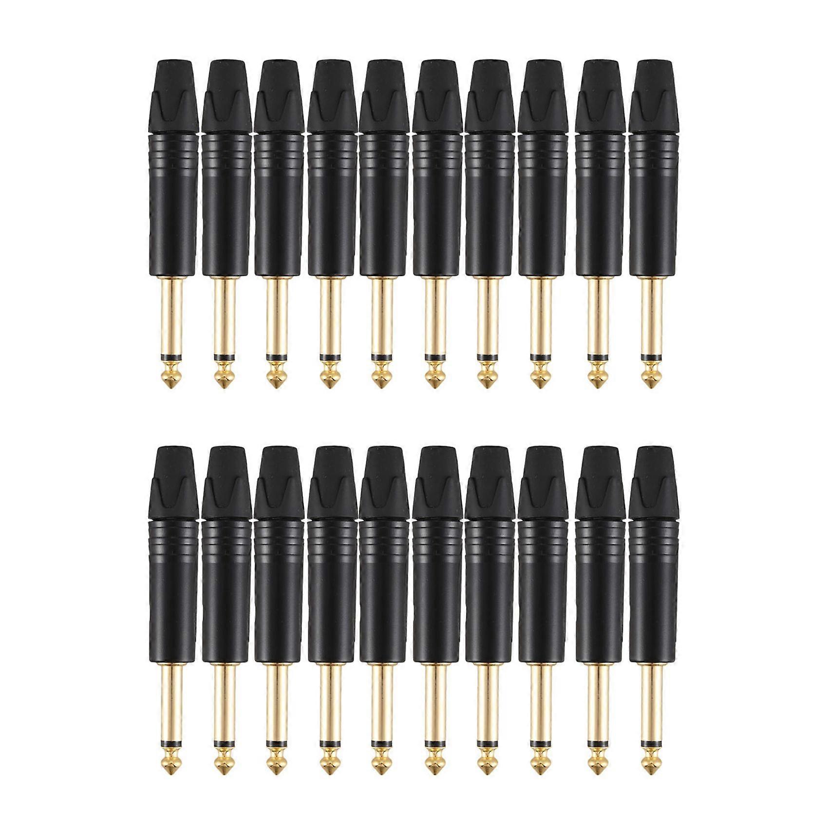10Pcs Plug Mono 6.35 Mm 6.5Mm Stereo Jack Plug Black