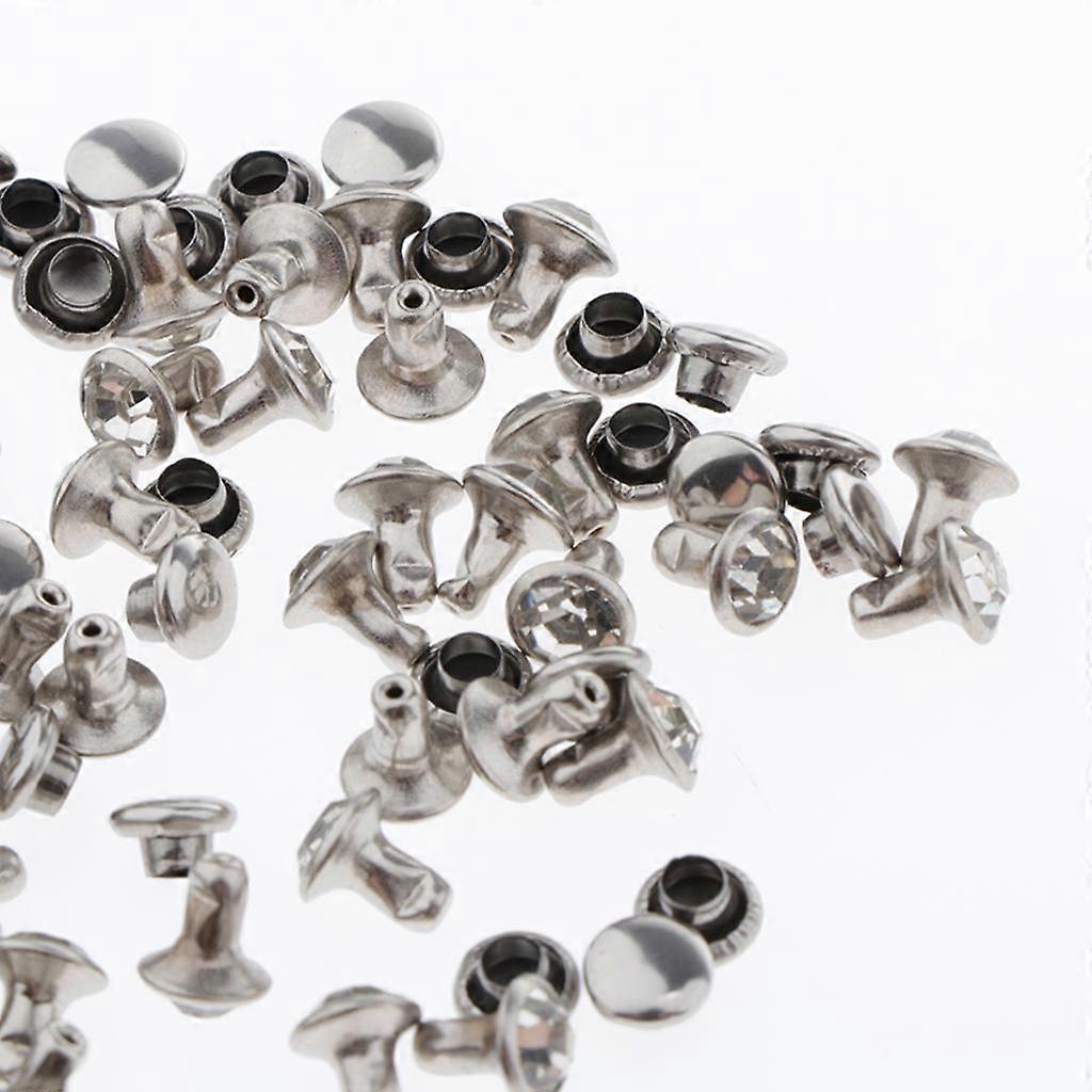 3x 100 Sets Double  Rivets Studs Snap Button DIY Shoes Clothes Decor Silver