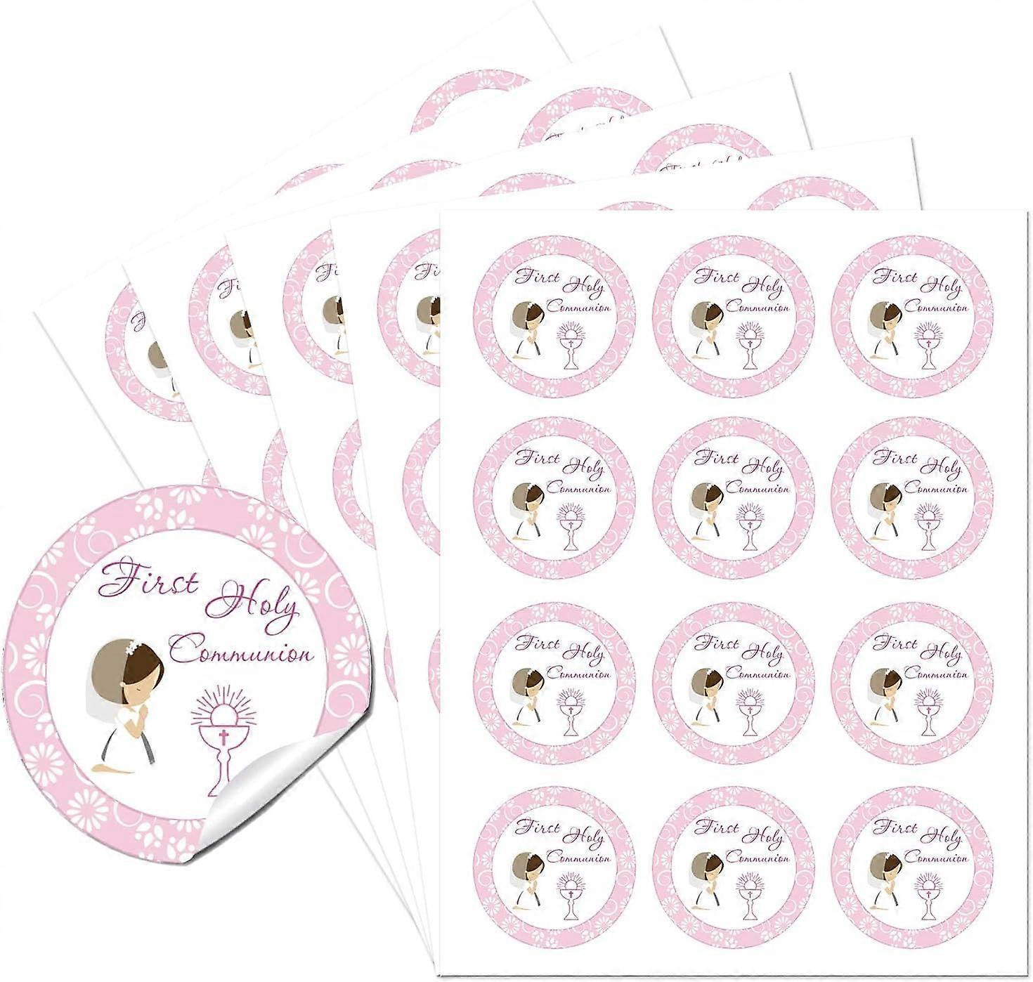 Thank You Sticker Labels First Holy Communion Circle Stickers 60 Pcs Circle Stickers 2" Self-Adhesive Convenient Party Circle Stickers for Party Favor