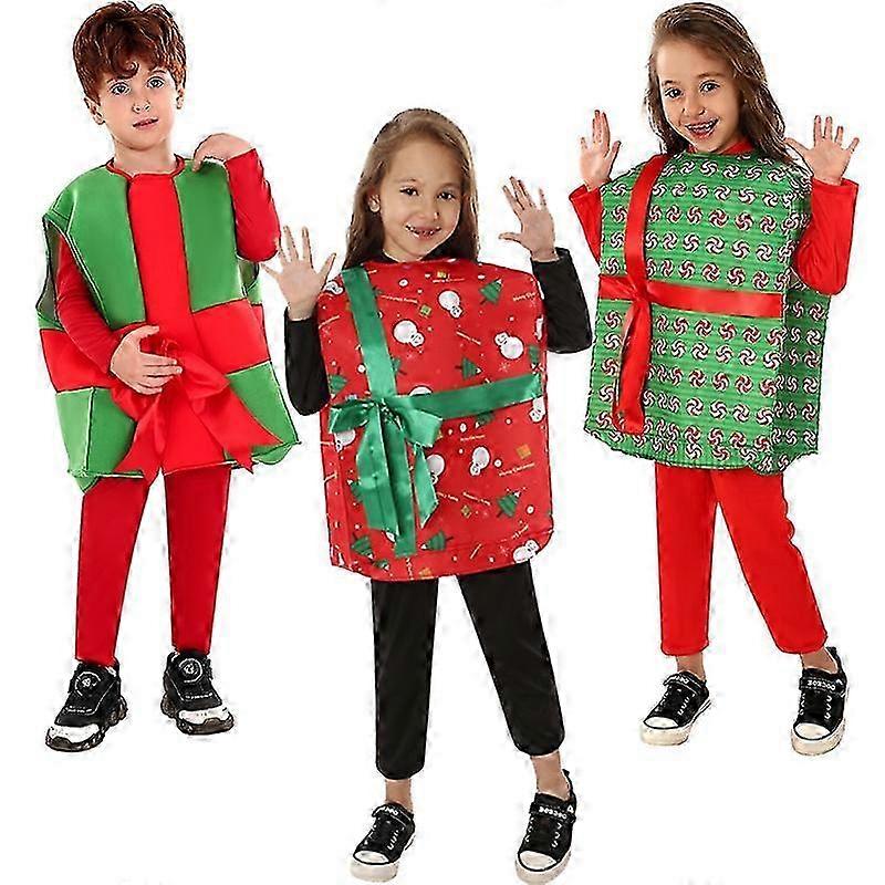 2024 Nyår Cosplay Flickor Söt Xmas Presentförpackning Maskeradkläder Pojkar Unisex Julklapp Barnkostym