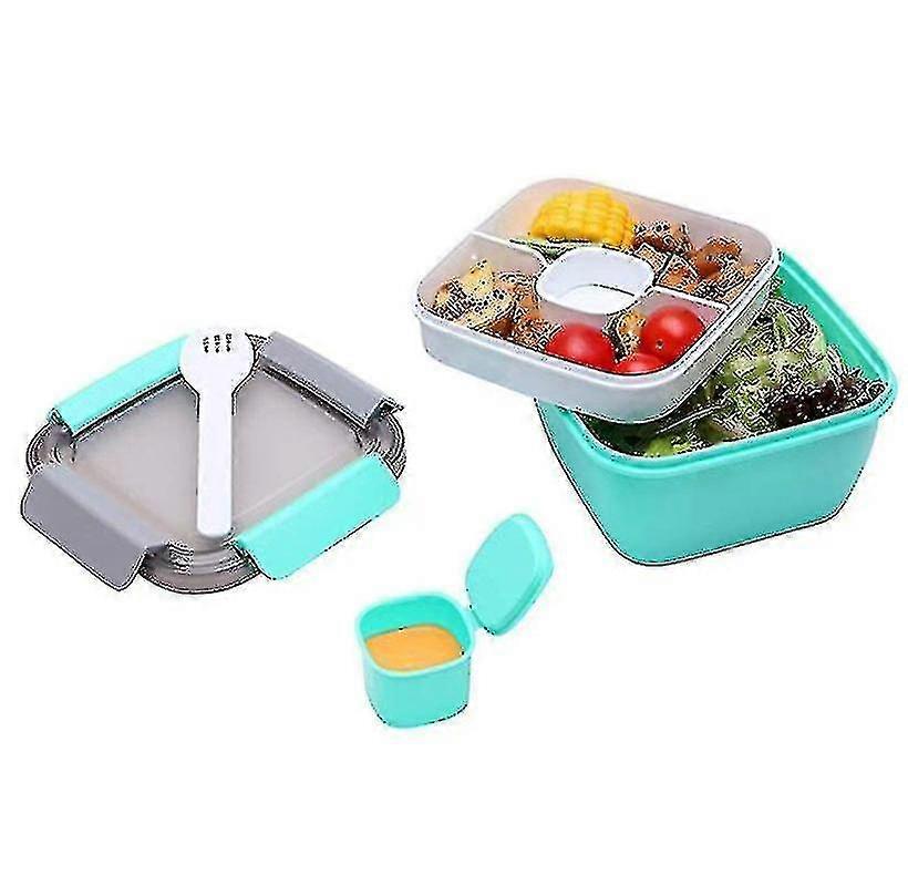 Lunch Box Leak-proof Bento Box Salad Container With Dressing Container 3 Compartments Salad Box-to-go For Salads And Snacks, Lunch Box Microwave Heati
