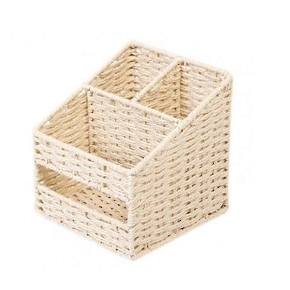 Storage Box Eco-friendly Large Capacity Japanese-style 3 Grids Sundries Desktop Container for Office