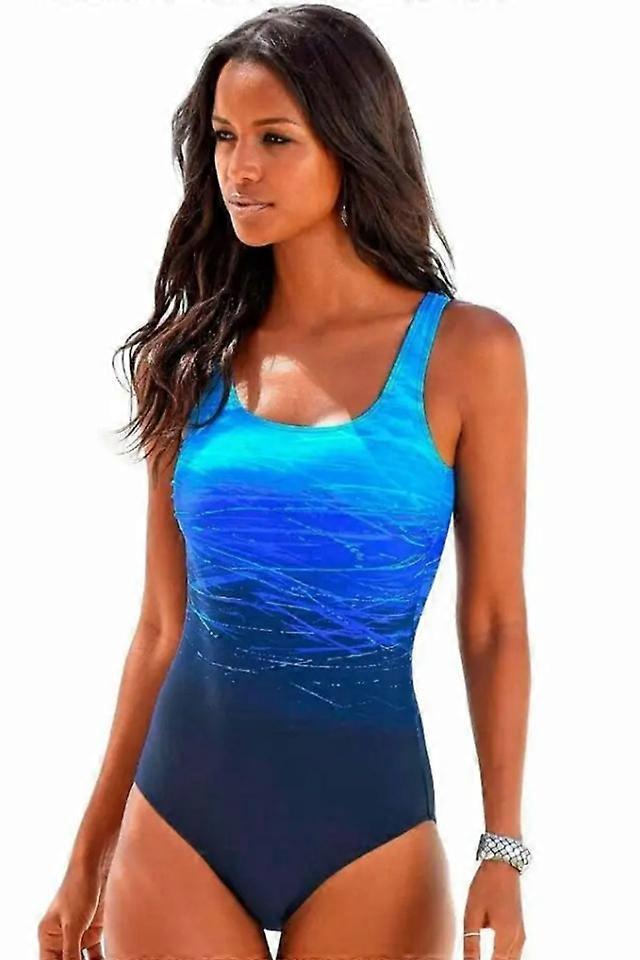 Women's swimsuit, one piece, summer vibe model, details on the back, size L, blue