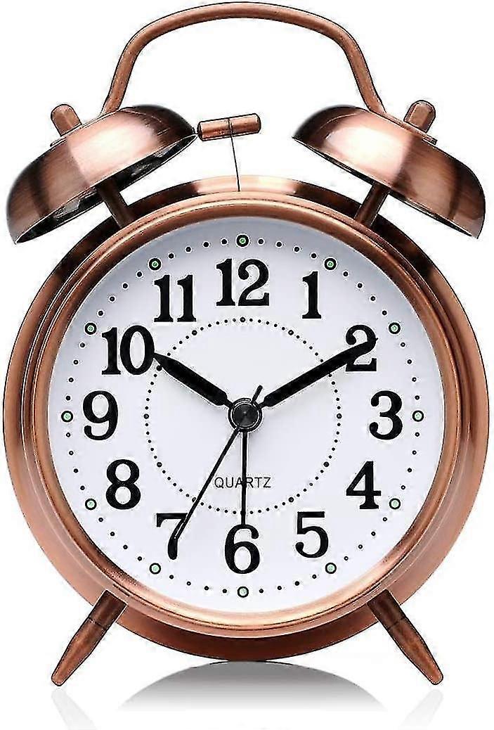 Twin Bell Table Alarm Clock For Home & Office | Retro Vintage Look Analog Clock, 4 Inches