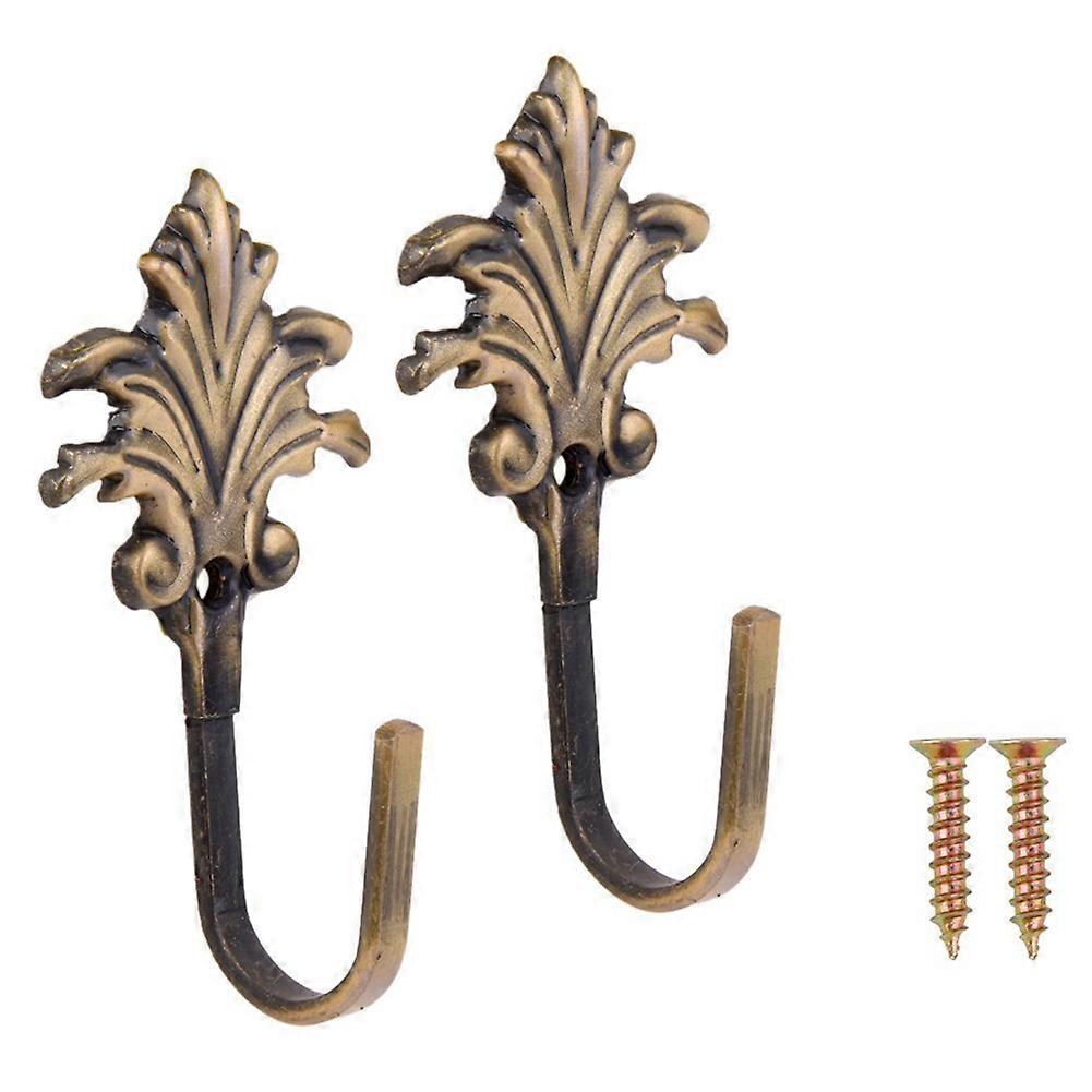 2pcs Vintage Maple Leaves Curtain Tieback Tassel Hooks Door Wall Bronze