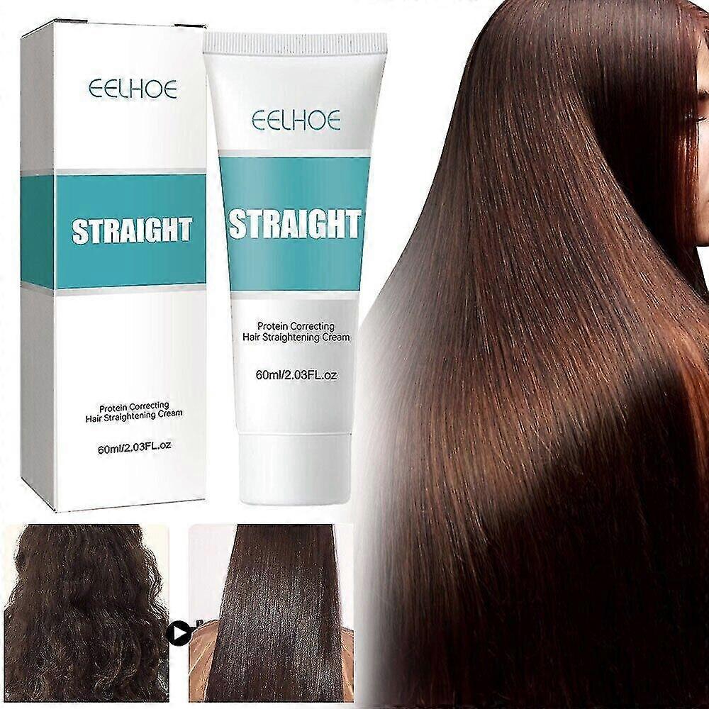 Crema lisciante per capelli alla cheratina, 2 pezzi, trattamento professionale per capelli danneggiati, lisciatura più rapida, crema correttiva pro...
