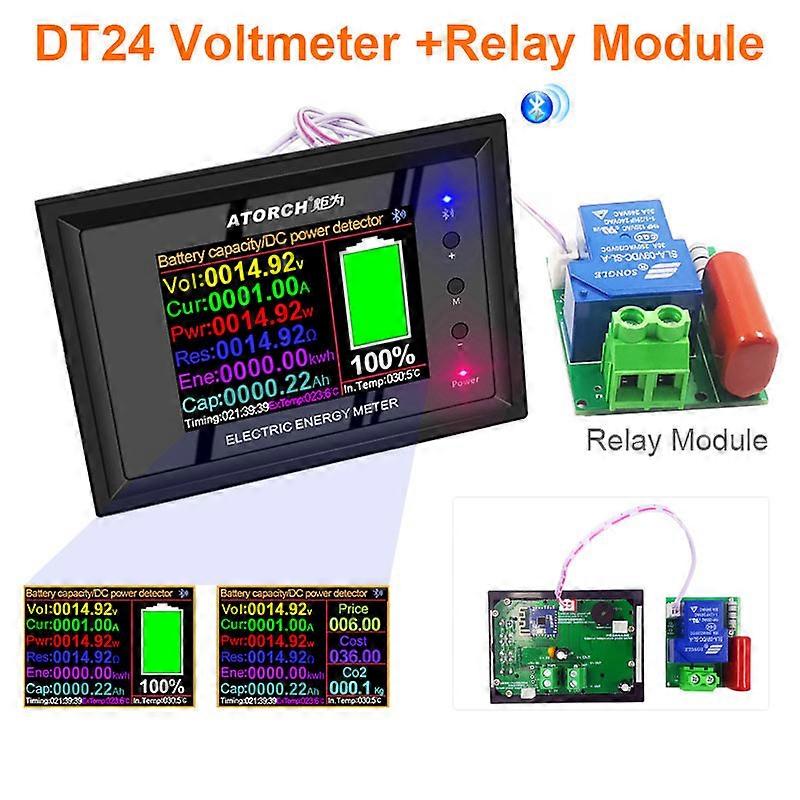 Digital Display DC 0-380V Power Supply Voltmeter Ammeter Battery Capacity Tester Battery Fuel Gauge Power Meter + Relay Module
