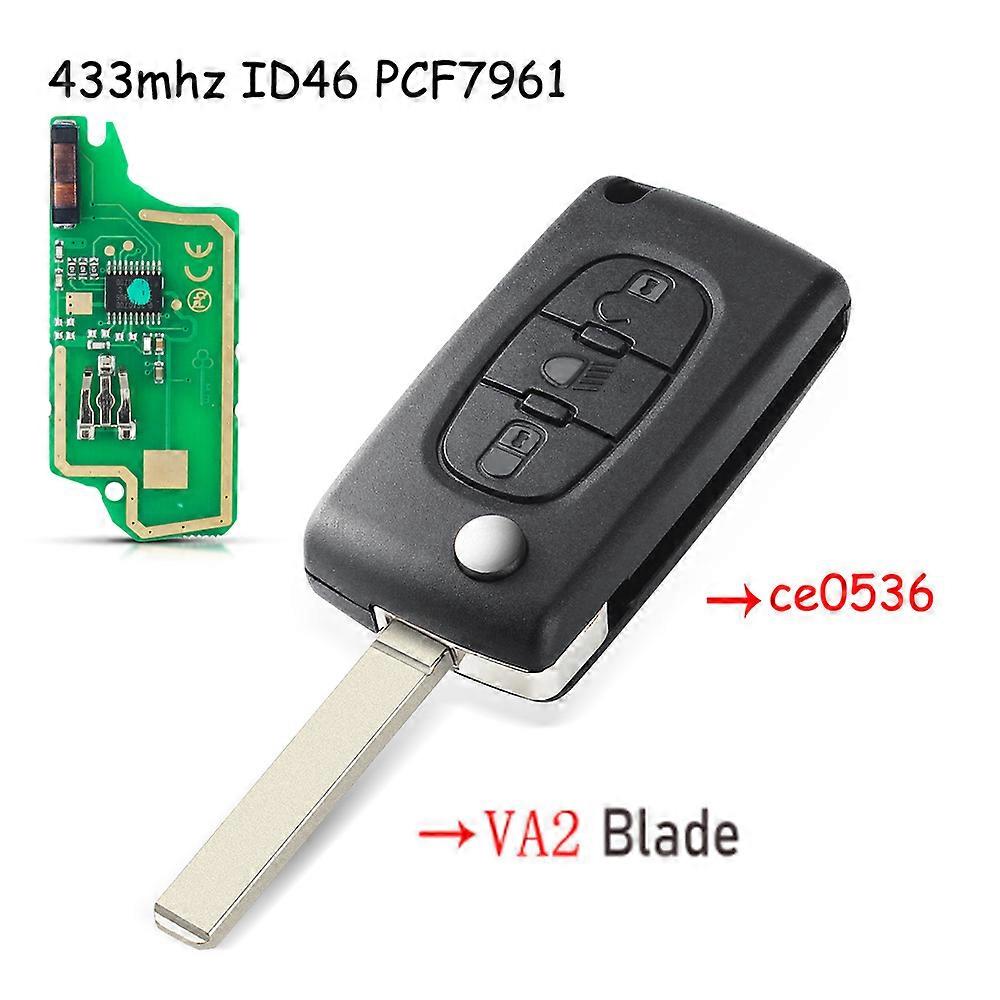 2/3 Buttons Filp Car Remote Key 433MHz For CITROEN C1 C2 C3 C4 C5 Berlingo Picasso For Peugeot ID46 CE0536 VA2/HU83