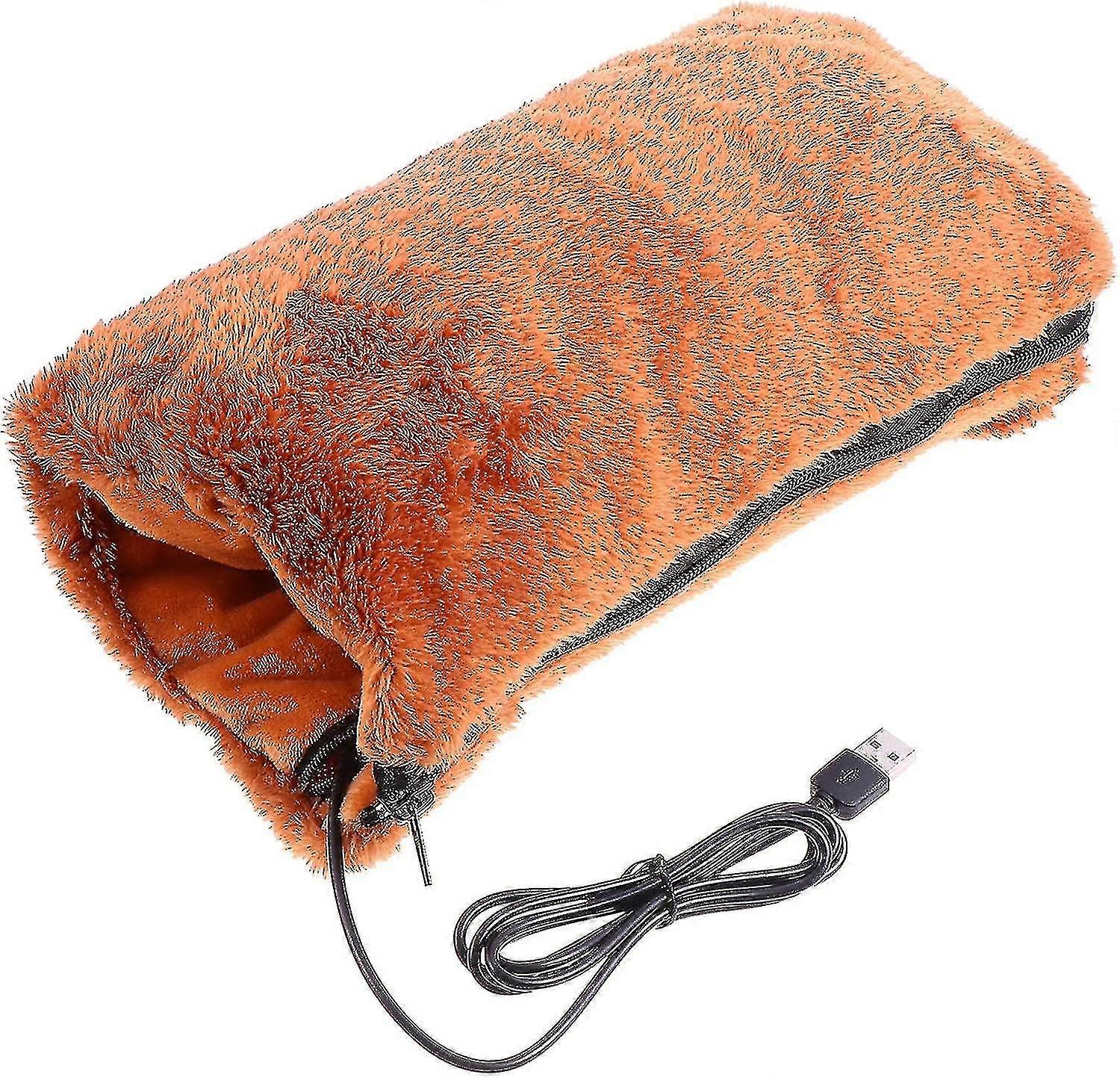 1pc Coussin chauffant électrique Chauffe-mains, chauffe-mains Manchons rechargeables Pochette chaude en flanelle douce chauffée (marron)