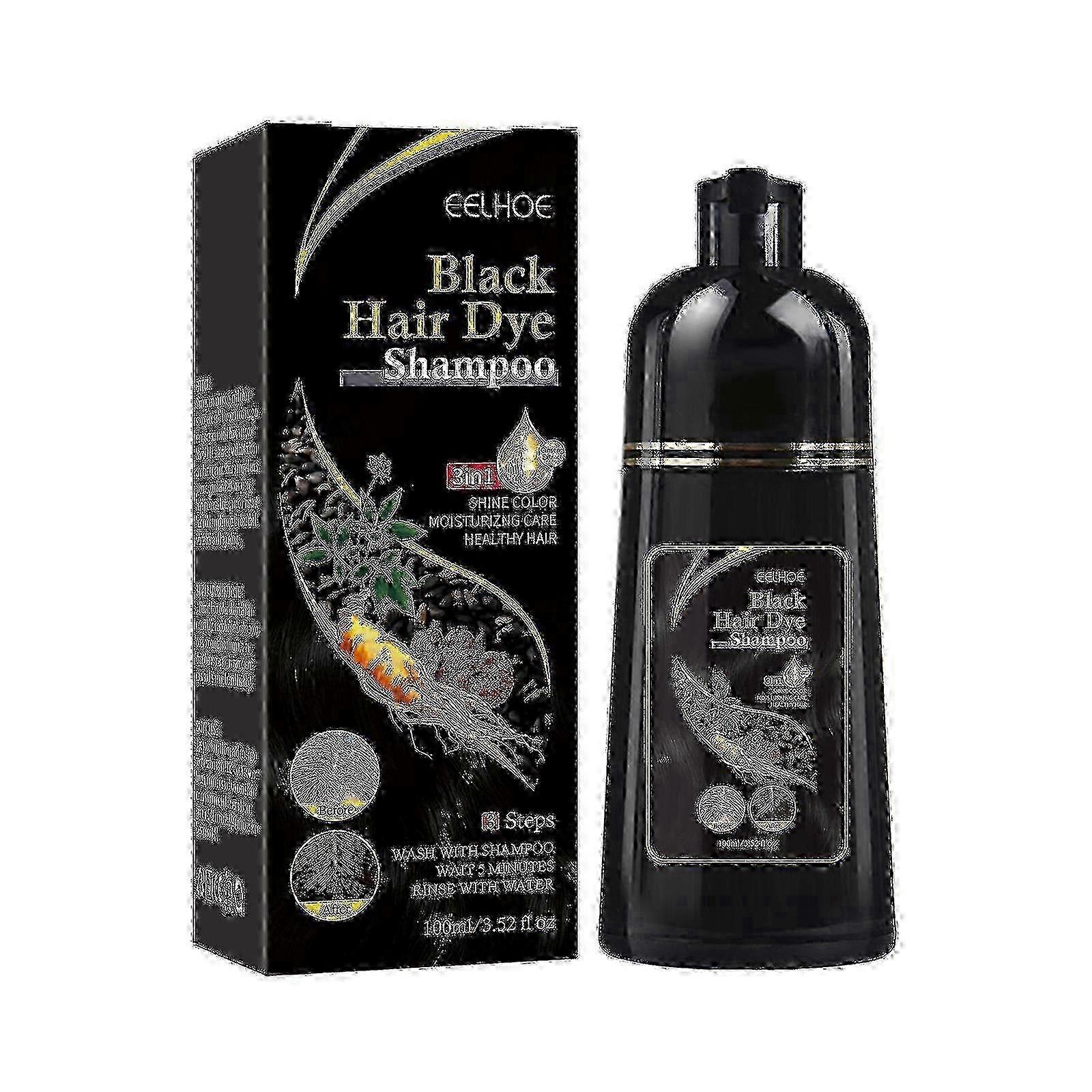 Shampooing de couleur de cheveux, shampooing de teinture capillaire 3 en 1 pour les cheveux gris, shampooing de teinture pour cheveux noirs à base de plantes pour hommes Couverture grise (noir)