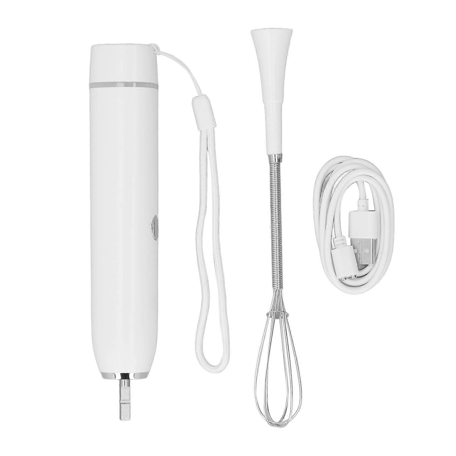 Electric Egg Beater Mixer Multifunctional Kitchen Appliances Replaceable Brush Head White