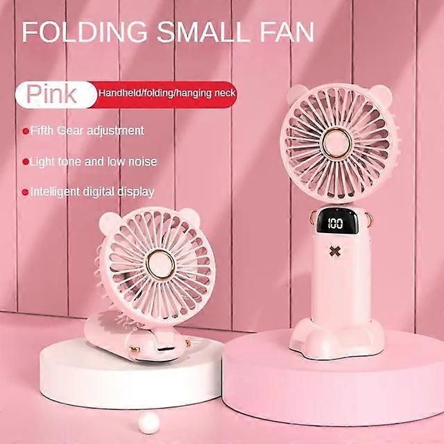 Powered Hand Fans 3000mAh Handheld Mini Fan Foldable Portable Neck Hanging Fans 5 Speed USB Rechargeable Fan with Phone Stand and Display Screen
