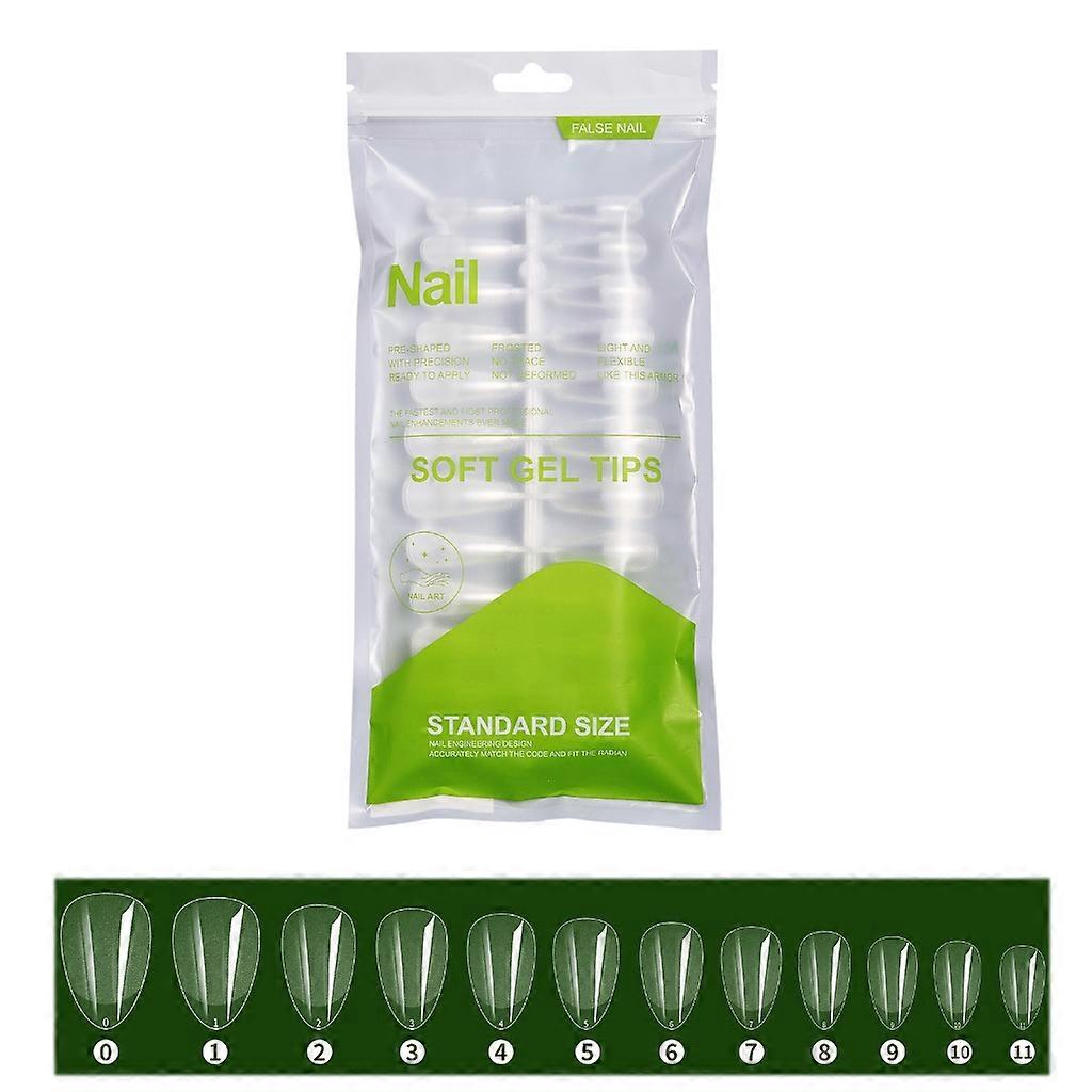 Long Coffin False Nails Tips, Gel Nail Tips Semi-frosted Clear False Nails Tips