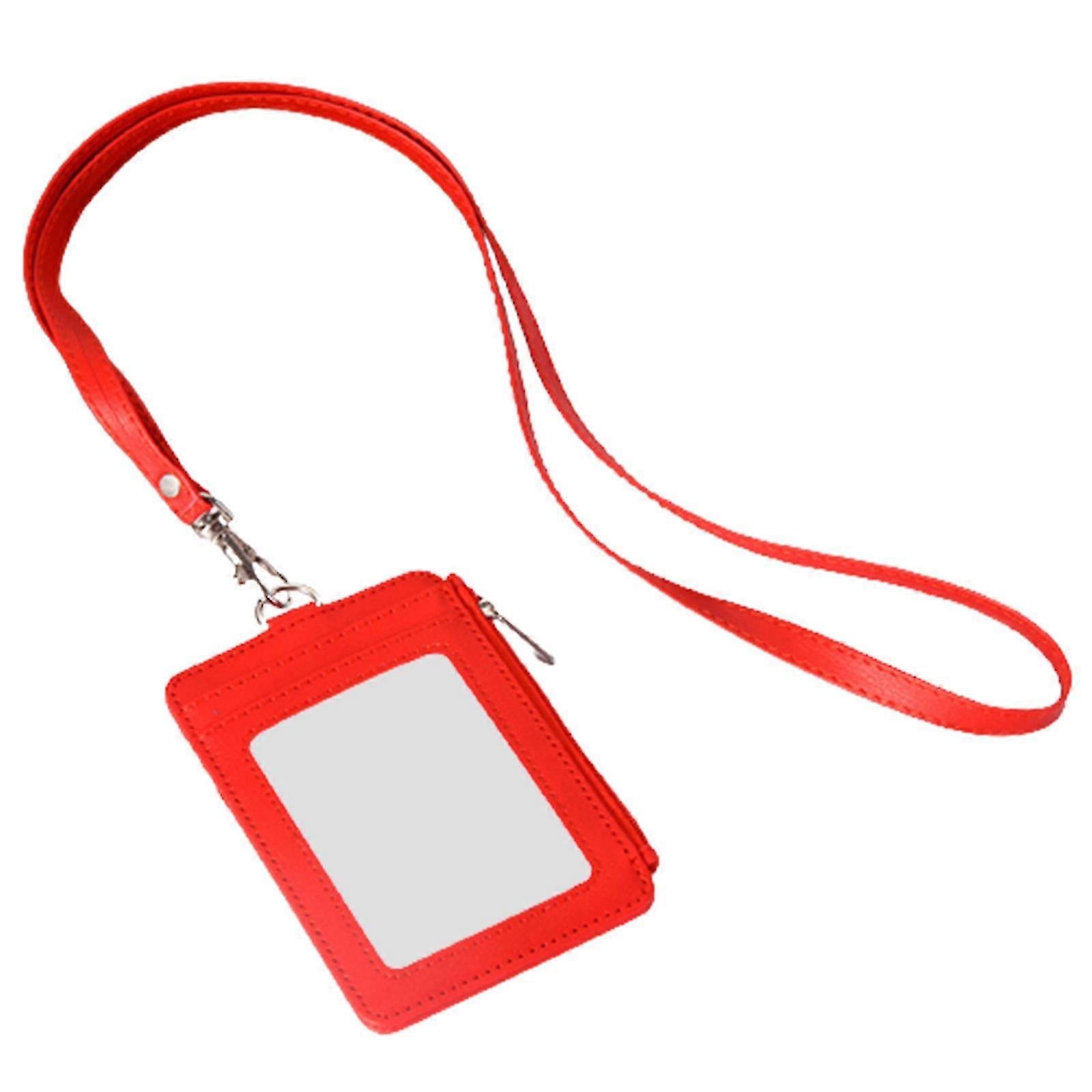 Work Badge Holder With Zipper Multiple Card Slots Compact Card Holder For Work Card Student Id Card
