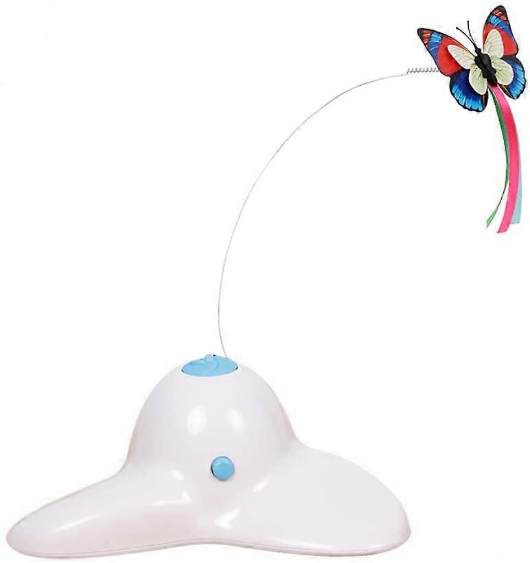Indoor Interactive Cat Toy with 360Rotating Butterfly(White)