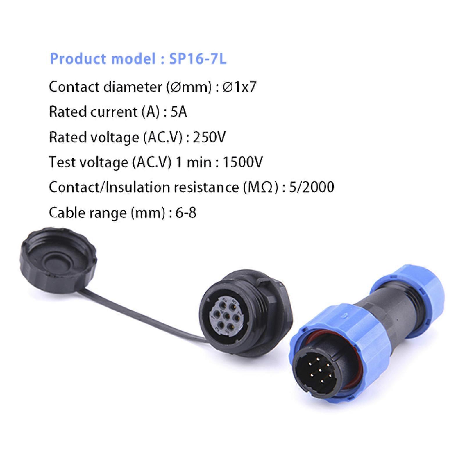 Power Cable Connector 2/3/4/5/6/7/9 Pin SP16 Waterproof Back Nut Connector