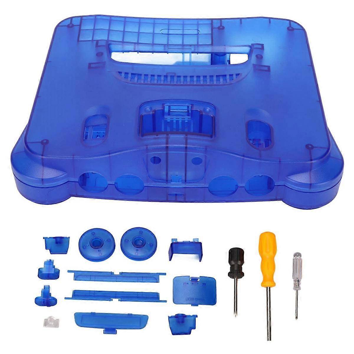 Carrying Storage Case for N64,Translucent Retro Video Game Console Case Replacement Shell, Translucent Blue