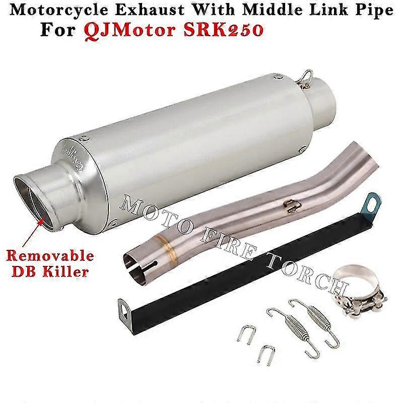 Exquisite exhaust pipeMotorcycle Exhaust Escape System Modified Muffle With Middle Link Pipe Removabe DB Killer Slip On For QJmotor SRK250 SRK 250